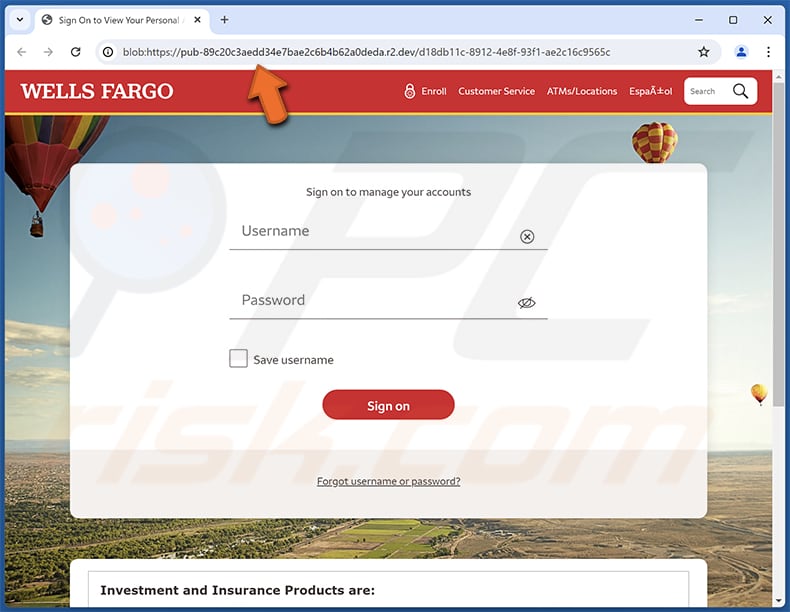 Wells Fargo - Card Activity Verification page d'hameçonnage