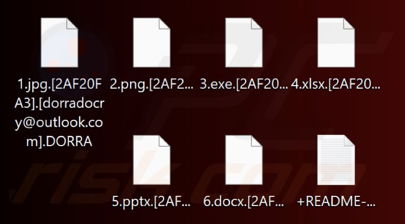 Fichiers cryptés par le ransomware DORRA (extension .DORRA)