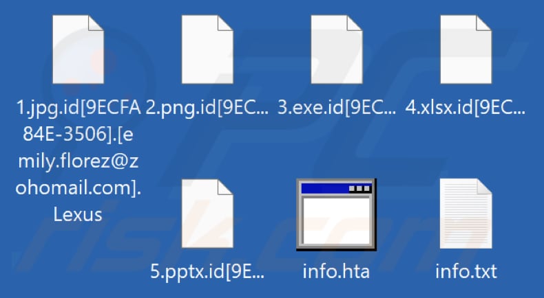 Fichiers cryptés par le ransomware Lexus (extension .Lexus)
