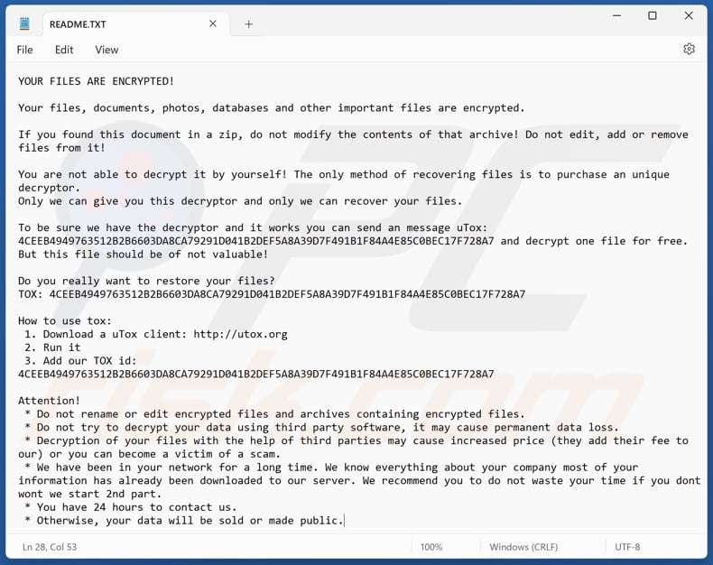 Orbit ransomware fichier texte (README.TXT)