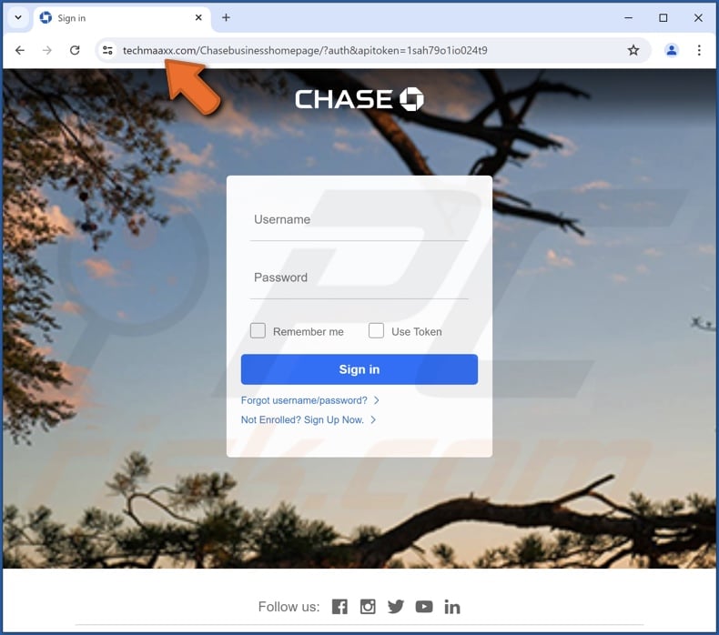 Chase - Account Verification courriel frauduleux site d'hameçonnage promu