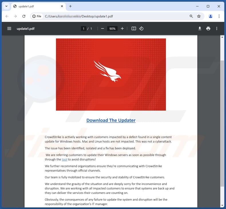 CrowdStrike scam PDF preading data wiper (en anglais)