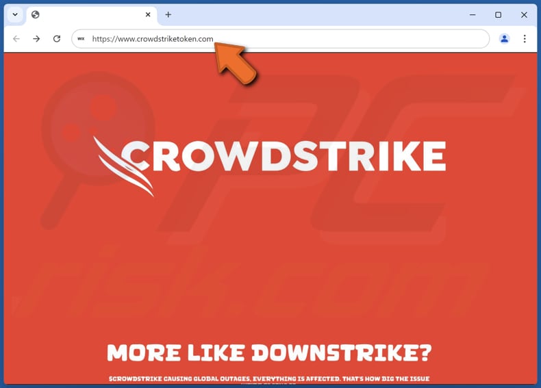 Site web d'escroquerie CrowdStrike promouvant le jeton Crowdstrike