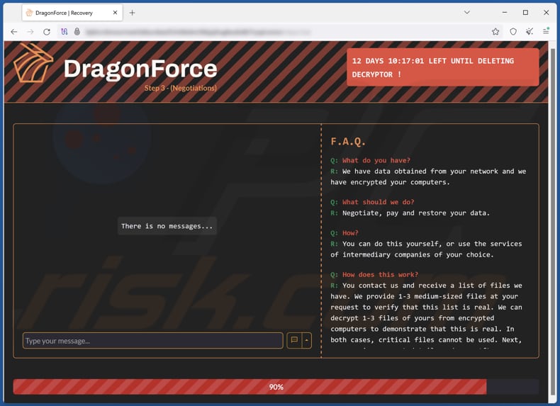 Site de contact du ransomware DragonForce