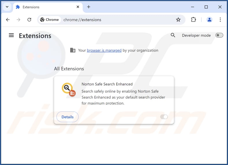 Suppression de la fausse extension Norton Safe Search Enhanced de Google Chrome par étapes 2