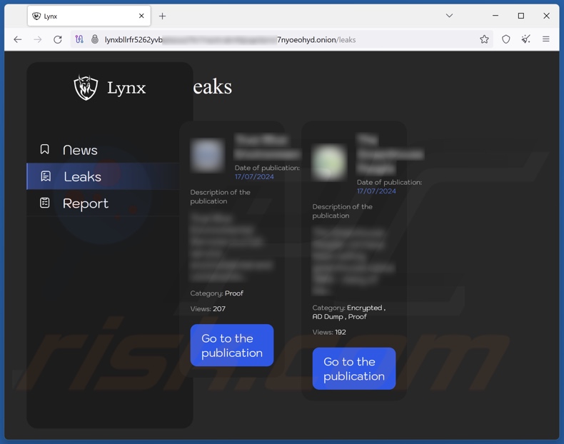 Lynx ransomware site de fuite de données