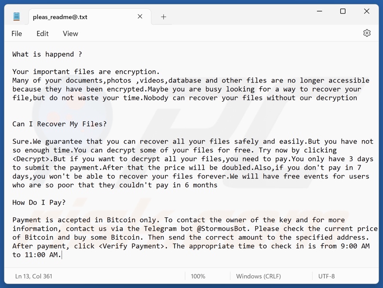 StormCry (Stormous) ransomware fichier texte (pleas_readme@.txt)