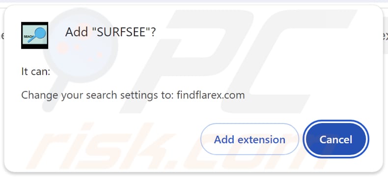 SURFSEE browser hijacker asking for permissions