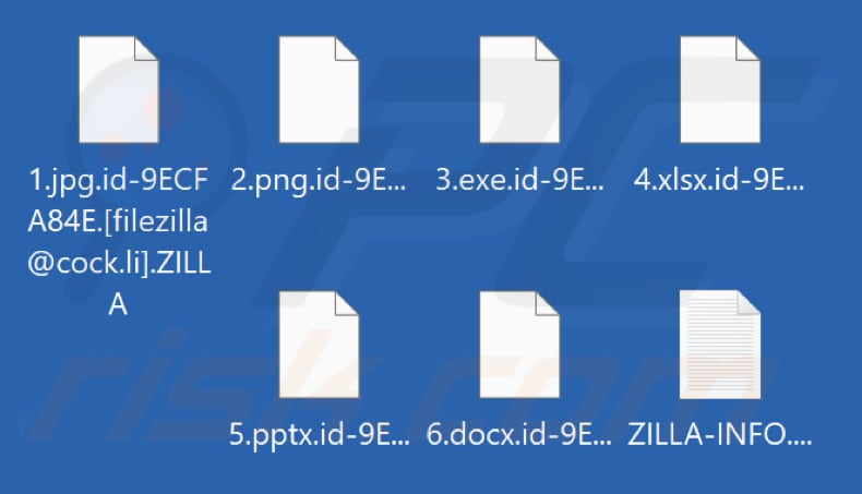 Fichiers cryptés par le ransomware ZILLA (extension .ZILLA)