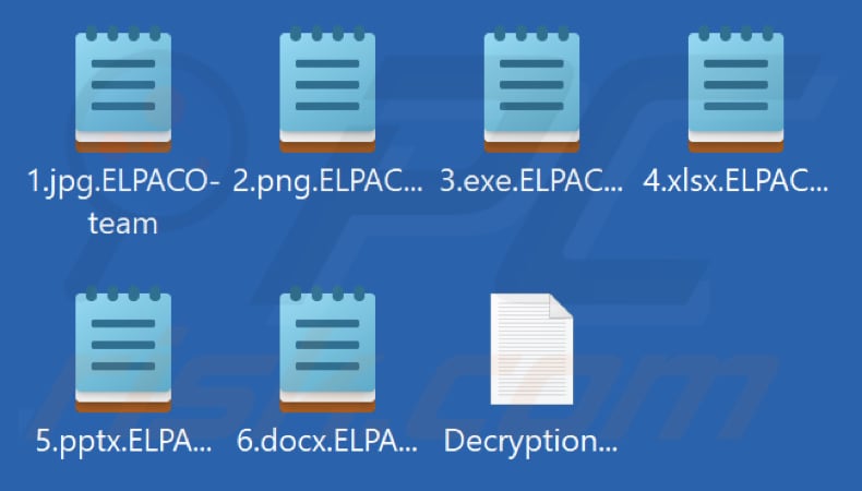 Fichiers cryptés par le ransomware ELPACO-team (extension .ELPACO-team)