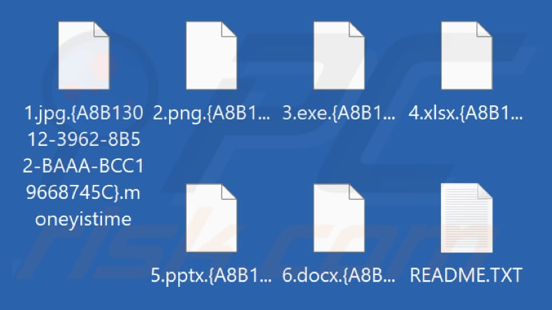 Fichiers cryptés par le ransomware MoneyIsTime (extension .moneyistime)