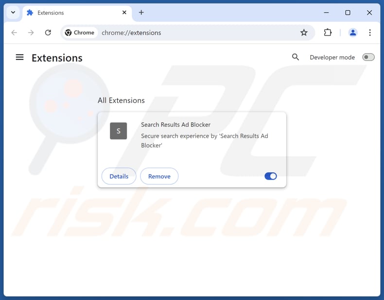 Suppression des extensions Google Chrome liées à searchresultsadblocker.com