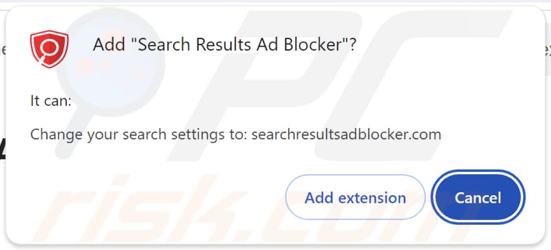 Résultats Ad Blocker browser hijacker demandant des permissions