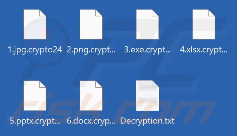 Fichiers cryptés par le ransomware Crypto24 (extension .crypto24)