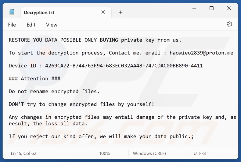 Crypto24 ransomware note de rançon (Decryption.txt)