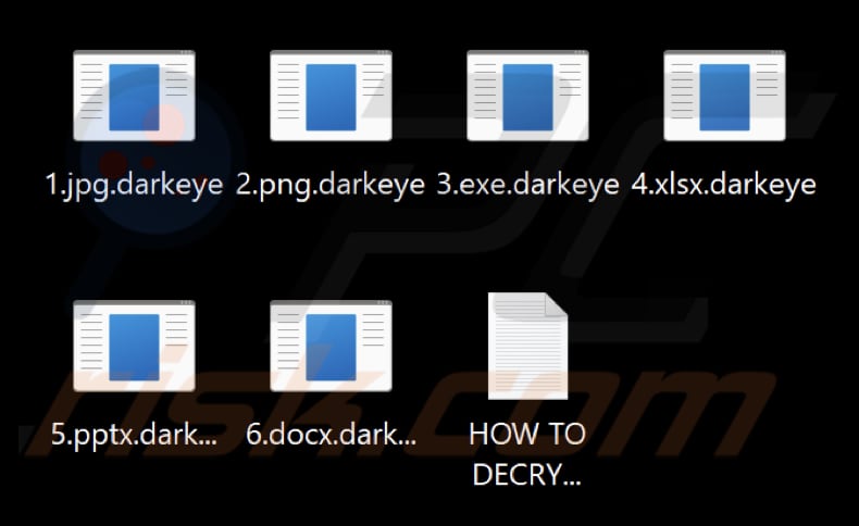 Fichiers cryptés par Dark Eye ransomware (extension .darkeye)