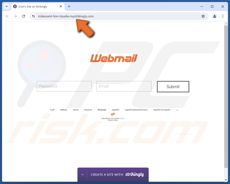 Email Server site web d'escroquerie et d'hameçonnage