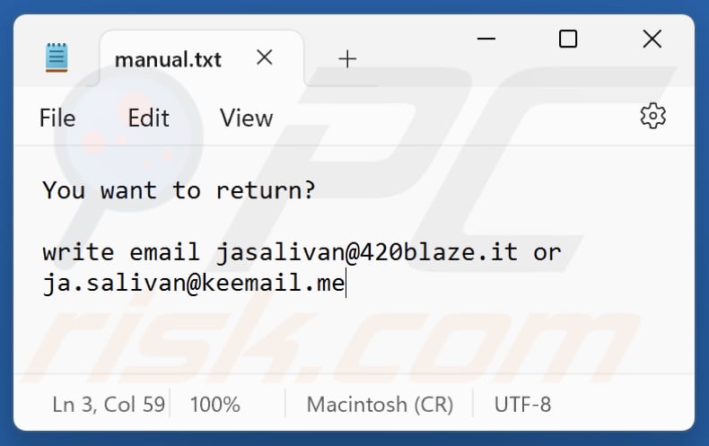 Ior ransomware fichier txt (manual.txt)
