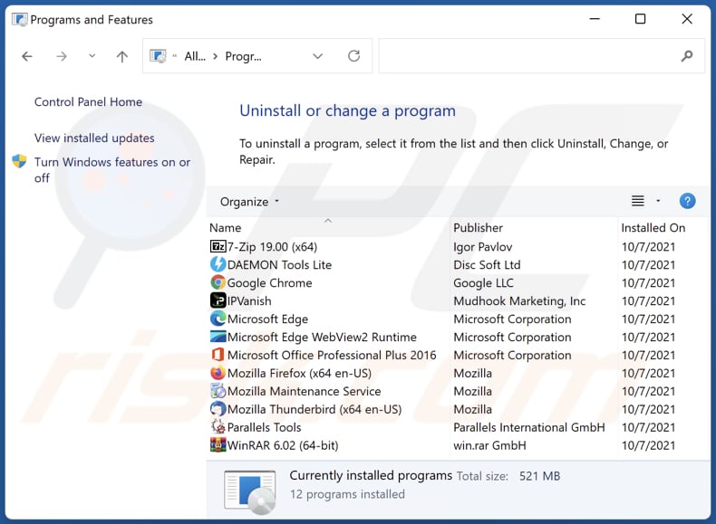 Désinstallation de JsTimer via le Panneau de configuration