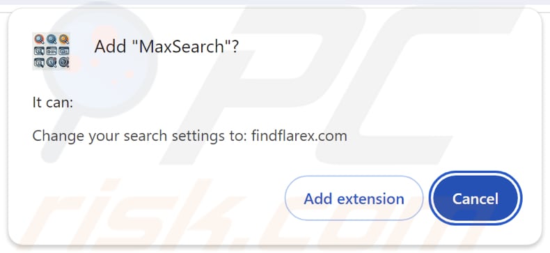 Le pirate de navigateur MaxSearch demande des autorisations