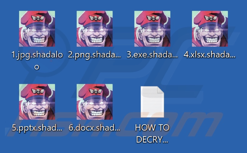 Fichiers cryptés par le ransomware Shadaloo (extension .shadaloo)