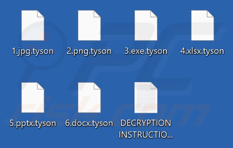 Fichiers cryptés par le ransomware Tyson (extension .tyson)