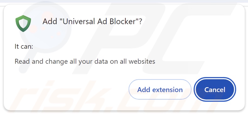 Universal Ad Blocker demande diverses autorisations