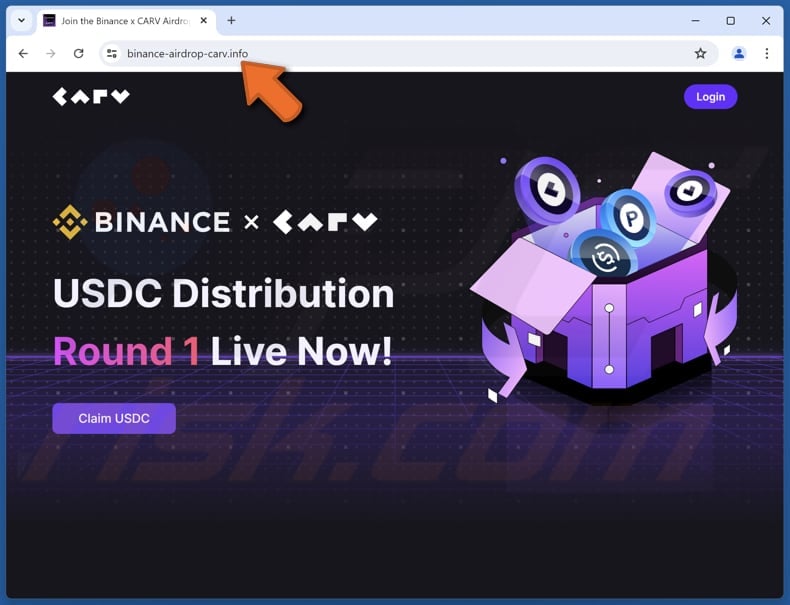 Binance USDC Distribution escroquerie