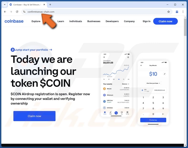 Coinbase ($COIN) Airdrop escroquerie