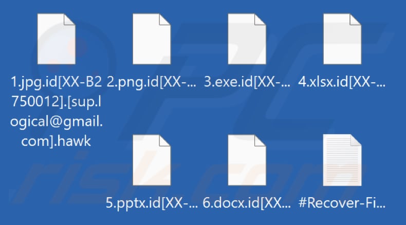 Fichiers cryptés par le ransomware Hawk (extension .hawk)