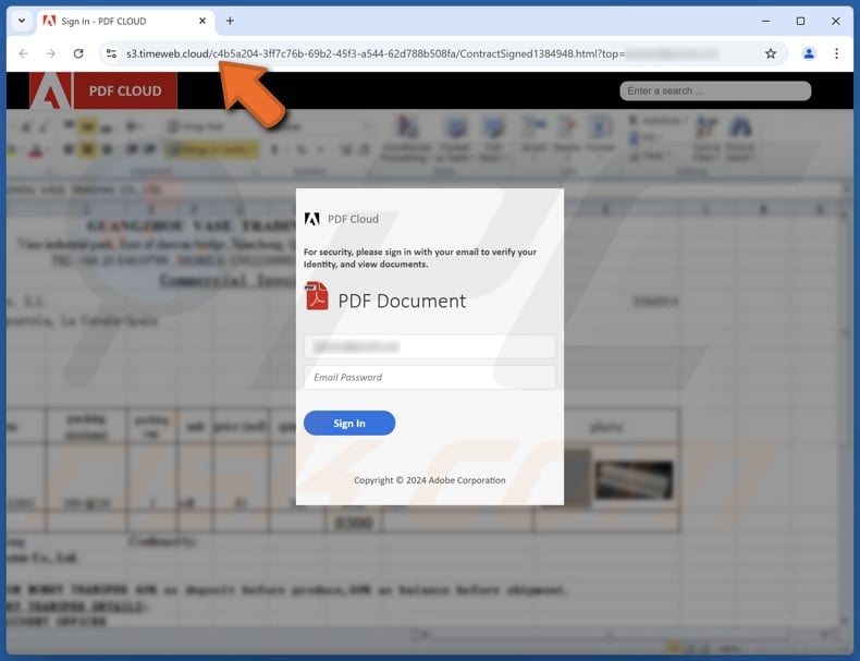 Important Invoice Information From Accounts Escroquerie par courriel page de phishing