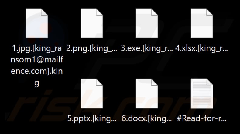Fichiers cryptés par le ransomware King (extension .king)
