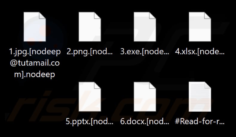 Fichiers cryptés par le ransomware NoDeep (extension .nodeep)