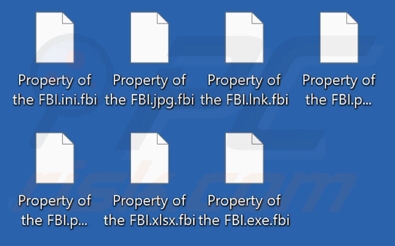 Fichiers cryptés par Property Of The FBI ransomware (extension .fbi)