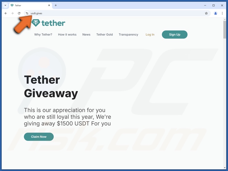 Tether Giveaway escroquerie