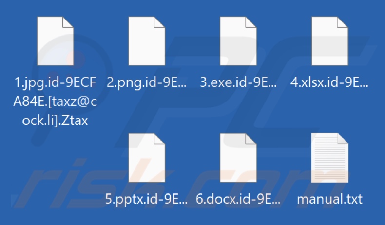 Fichiers cryptés par le ransomware Ztax (extension .Ztax)