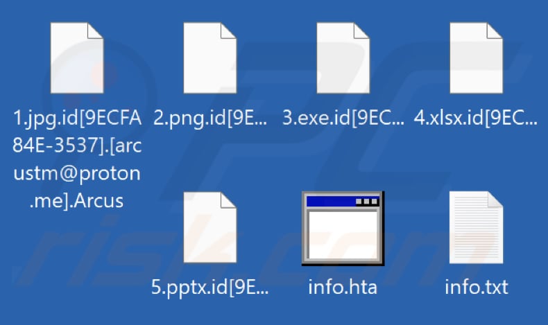 Fichiers cryptés par le ransomware Arcus (extension .Arcus)