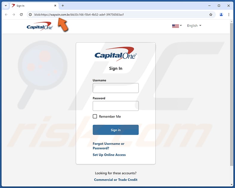 Capital One - Your Password Has Been Changed Escroquerie par courriel page de phishing