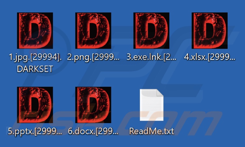 Fichiers cryptés par le ransomware DARKSET (extension .DARKSET)