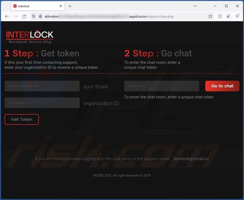 Interlock ransomware Site de chat sur Tor