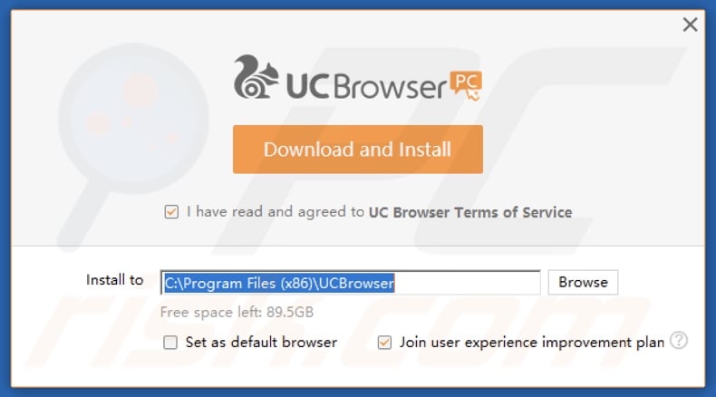 UC Browser PUA configuration de l'installation