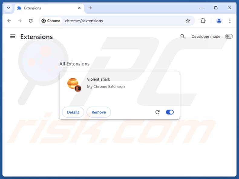 Suppression de l'extension malveillante Violent_shark dans Google Chrome 2