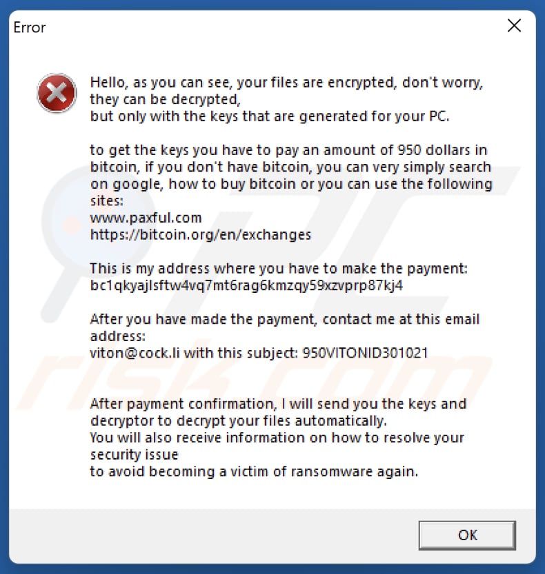 ViT ransomware pop-up fenêtre