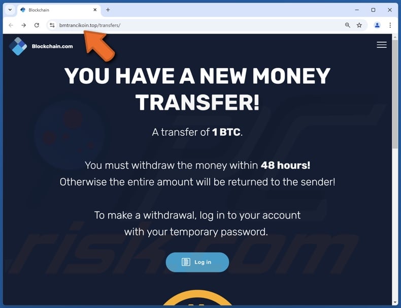 Blockchain.com Money Transfer escroquerie