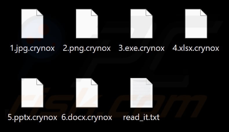 Fichiers cryptés par le ransomware Crynox (extension .crynox)