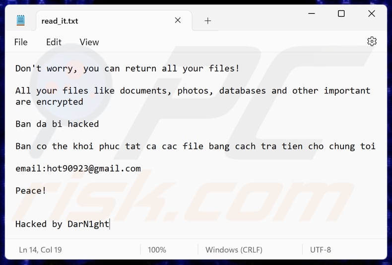 DarkN1ght ransomware fichier texte (read_it.txt)