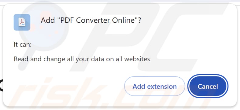 PDF Converter Online autorisations pour les logiciels publicitaires