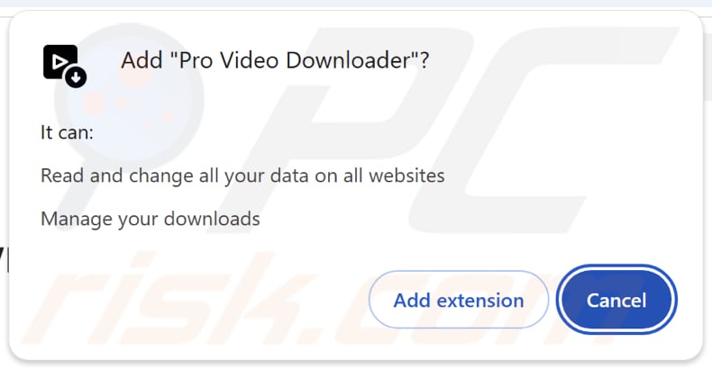 Pro Video Downloader autorisations pour les logiciels publicitaires