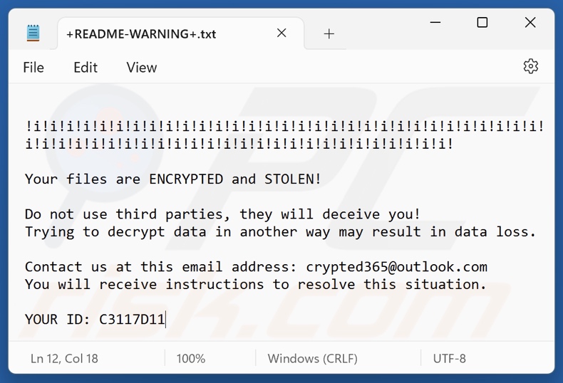 Revive ransomware note de rançon (+README-WARNING+.txt)