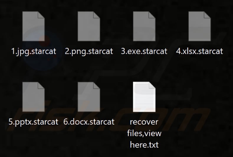 Fichiers cryptés par le ransomware Starcat (extension .starcat)